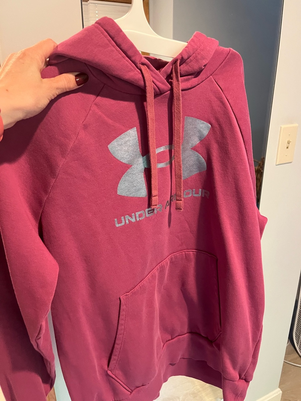 Under Armour Rose Pink Hoodie with Silver Logo